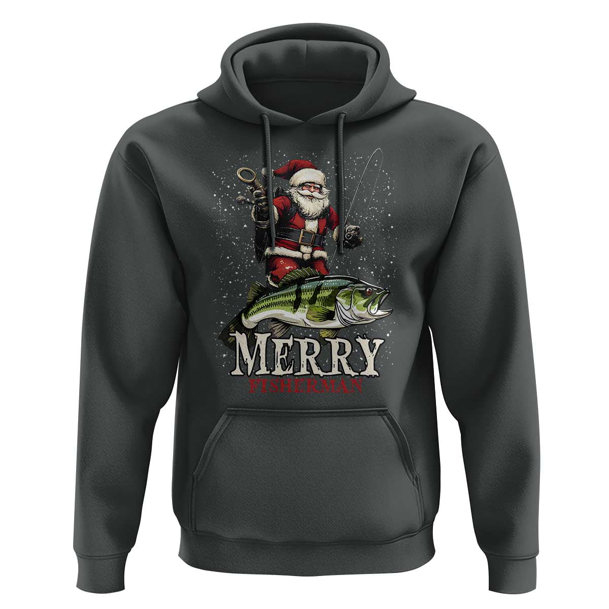 Fishing Christmas Gifts Hoodie Merry Fisherman Santa Claus Fish Fishing Rod