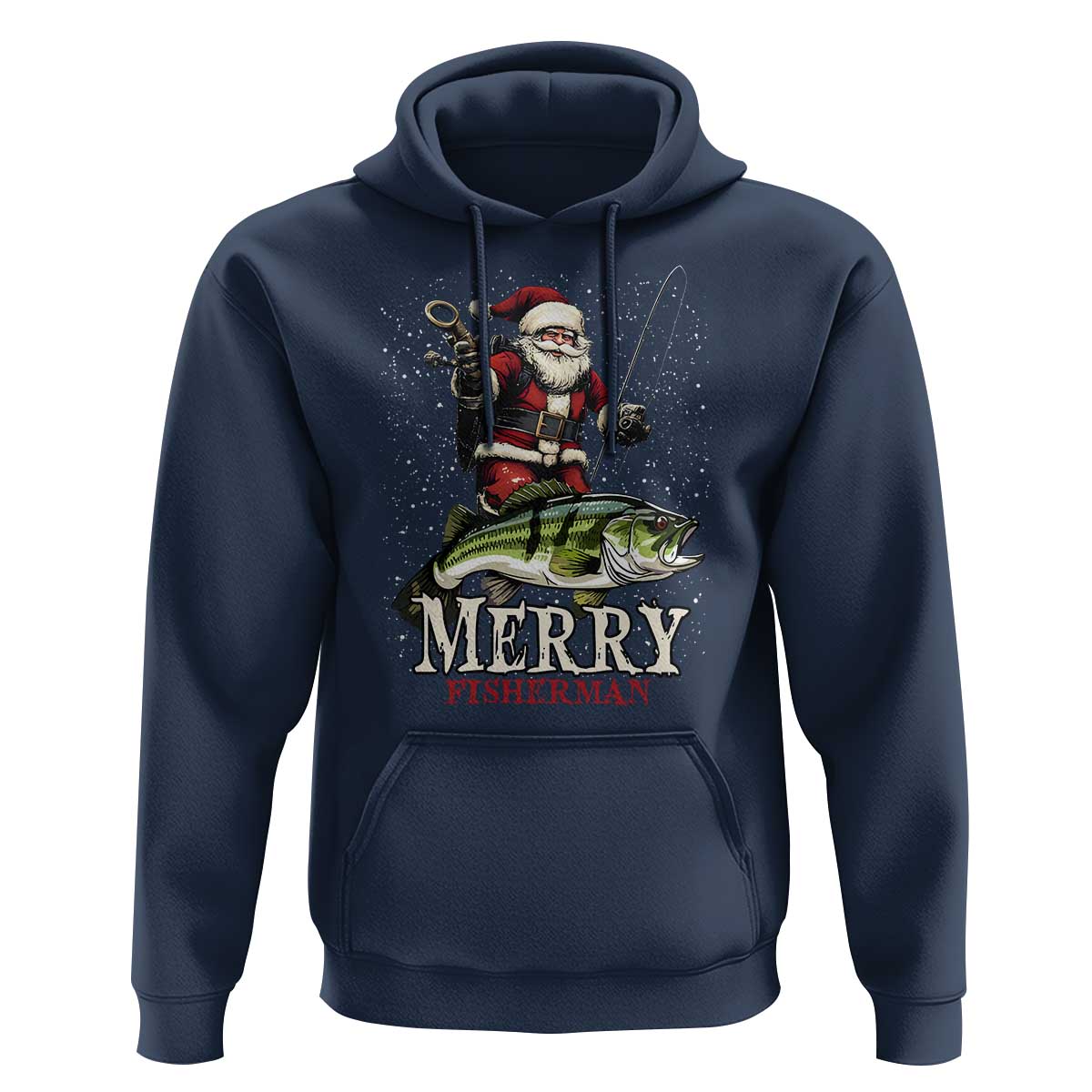 Fishing Christmas Gifts Hoodie Merry Fisherman Santa Claus Fish Fishing Rod
