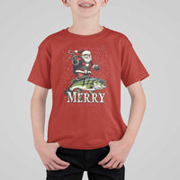 Fishing Christmas Gifts T Shirt For Kid Merry Fisherman Santa Claus Fish Fishing Rod - Wonder Print Shop