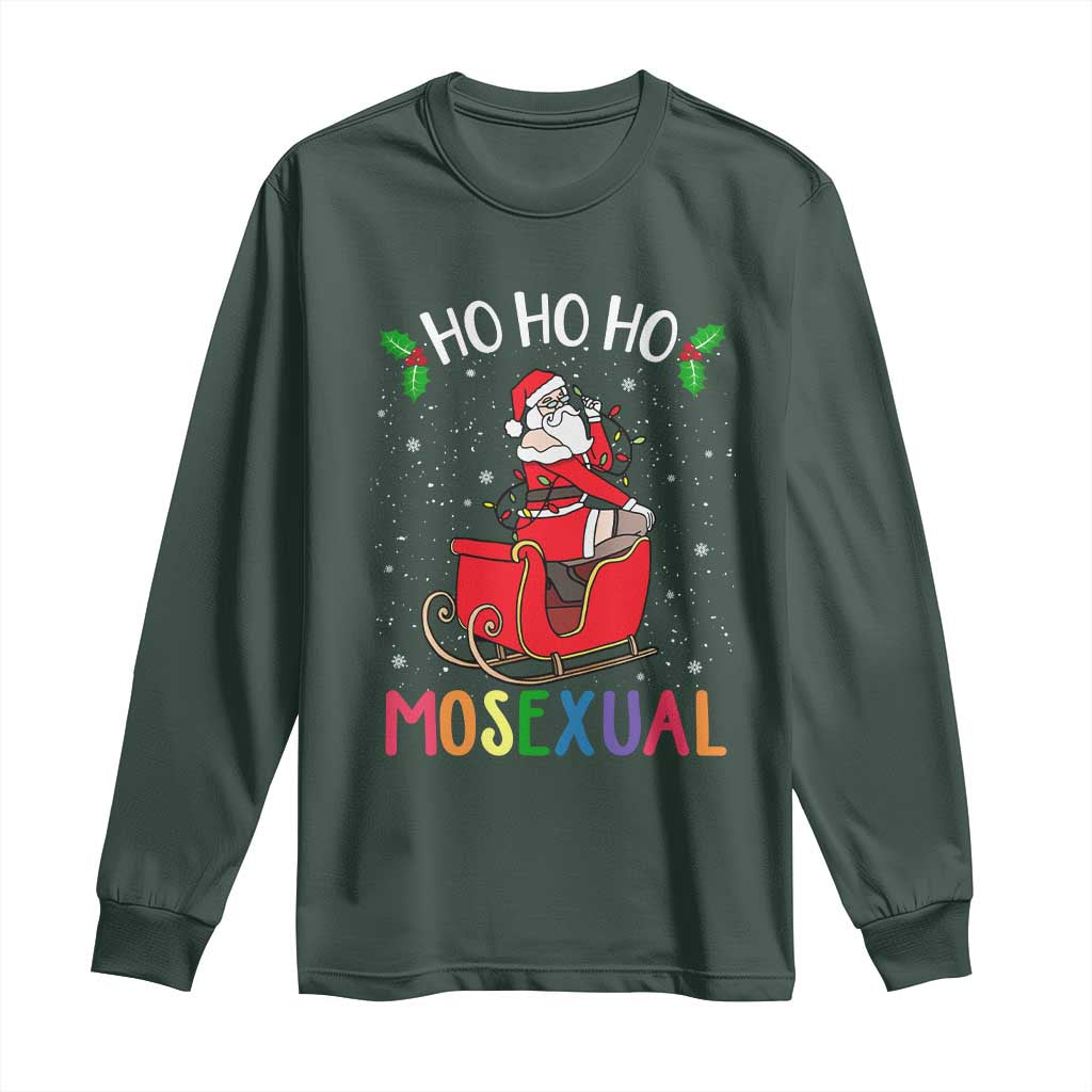 LGBTQ Christmas Long Sleeve Shirt Ho Ho Ho Mosexual Slay Santa LGBT Rainbow Pun Gay Pride