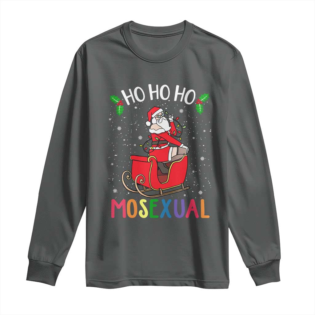 LGBTQ Christmas Long Sleeve Shirt Ho Ho Ho Mosexual Slay Santa LGBT Rainbow Pun Gay Pride