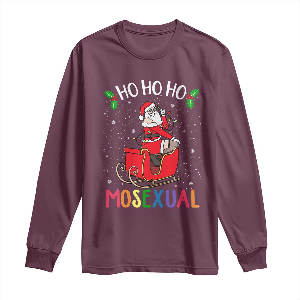 LGBTQ Christmas Long Sleeve Shirt Ho Ho Ho Mosexual Slay Santa LGBT Rainbow Pun Gay Pride