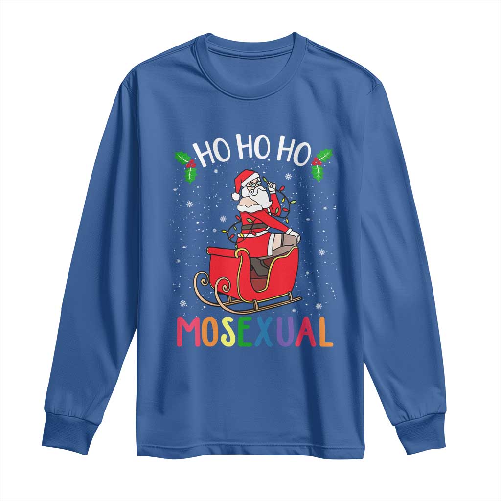 LGBTQ Christmas Long Sleeve Shirt Ho Ho Ho Mosexual Slay Santa LGBT Rainbow Pun Gay Pride