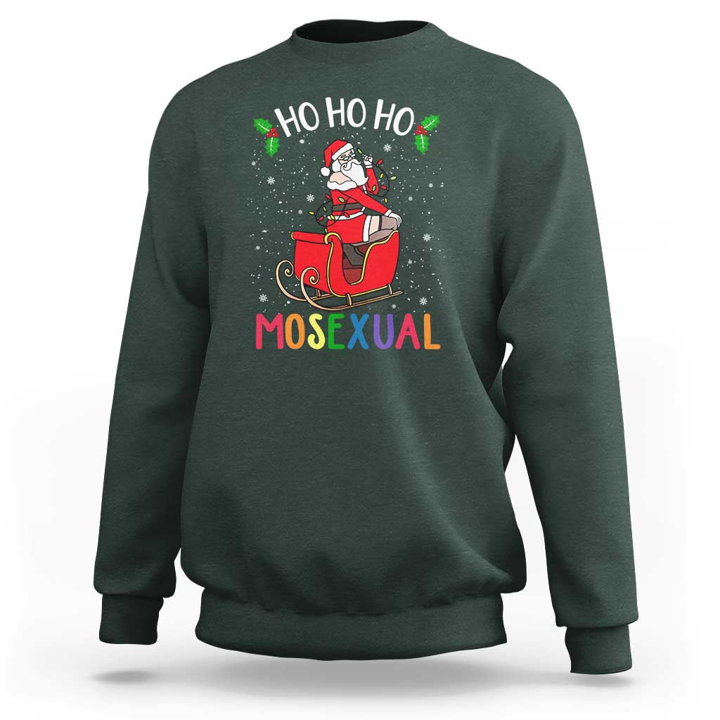 LGBTQ Christmas Sweatshirt Ho Ho Ho Mosexual Slay Santa LGBT Rainbow Pun Gay Pride - Wonder Print Shop