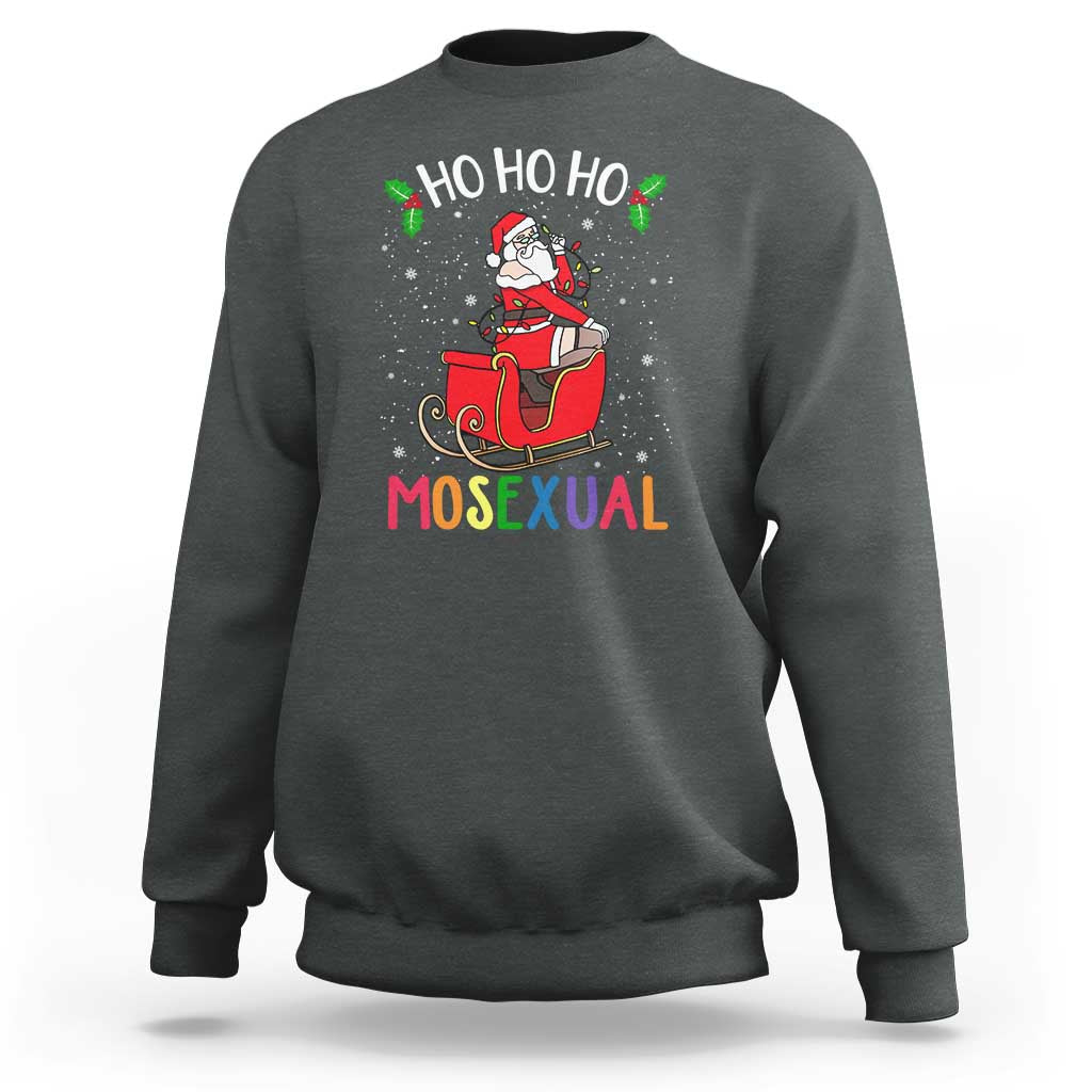 LGBTQ Christmas Sweatshirt Ho Ho Ho Mosexual Slay Santa LGBT Rainbow Pun Gay Pride - Wonder Print Shop