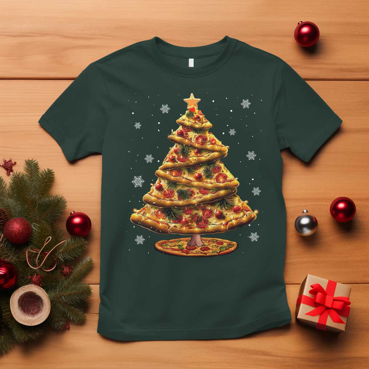 Pizza Christmas Tree T Shirt Xmas Gifts Kids - Wonder Print Shop
