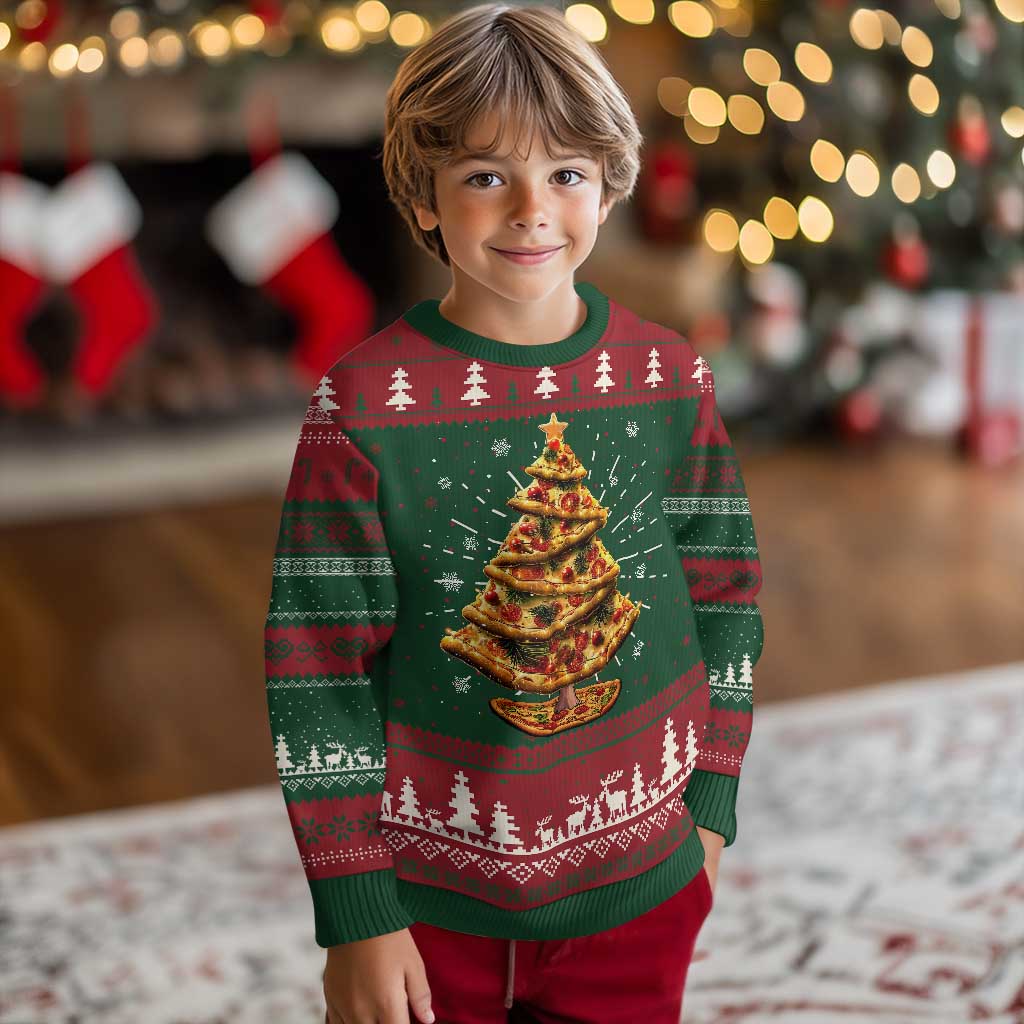 Pizza Ugly Christmas Sweater Xmas Tree Gifts Kids - Wonder Print Shop
