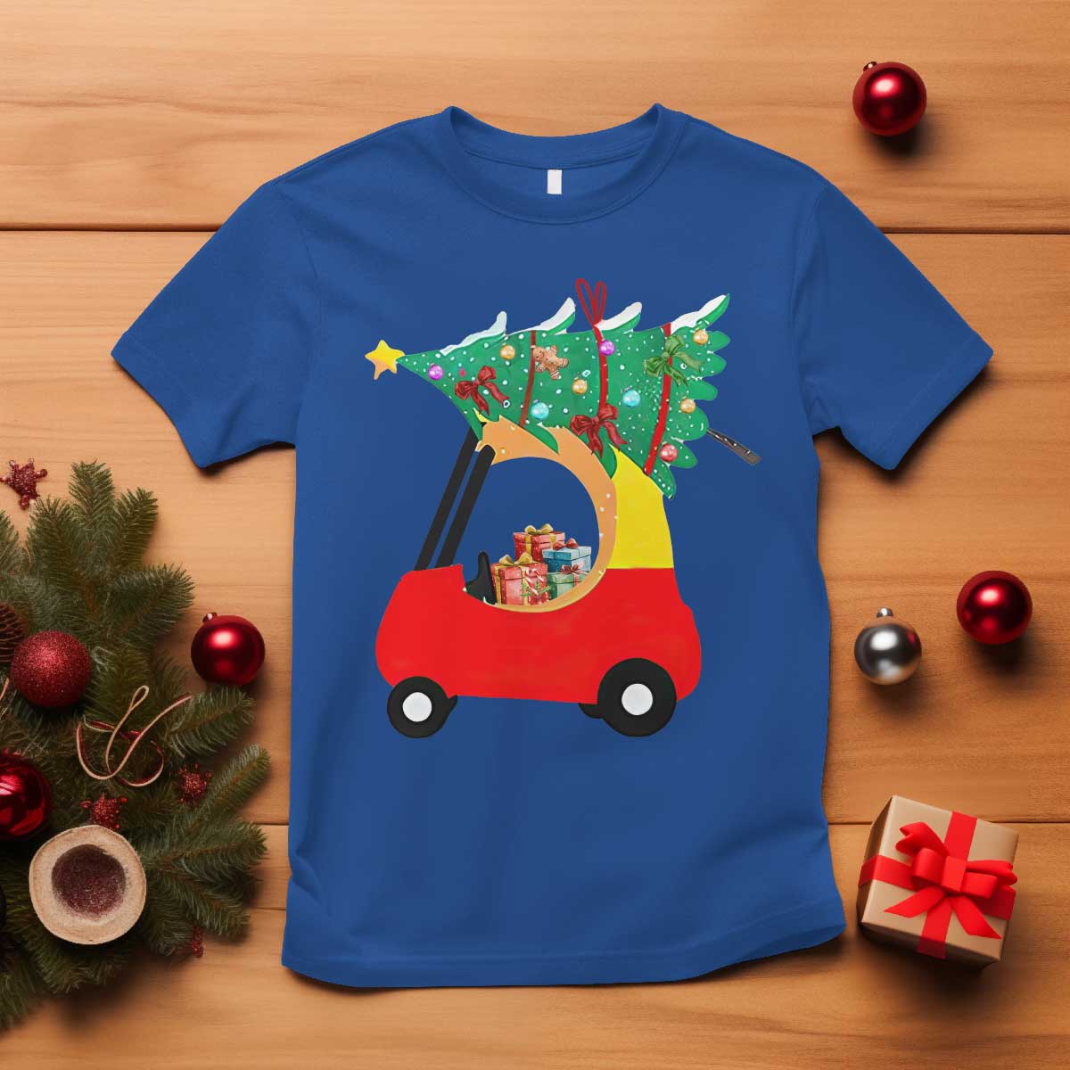 Christmas Kids T Shirt Red Car Tree Cute Xmas Toddler Boys - Wonder Print Shop