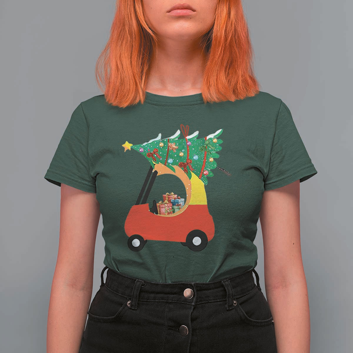 Christmas Kids T Shirt For Women Red Car Tree Cute Xmas Toddler Boys - Wonder Print Shop