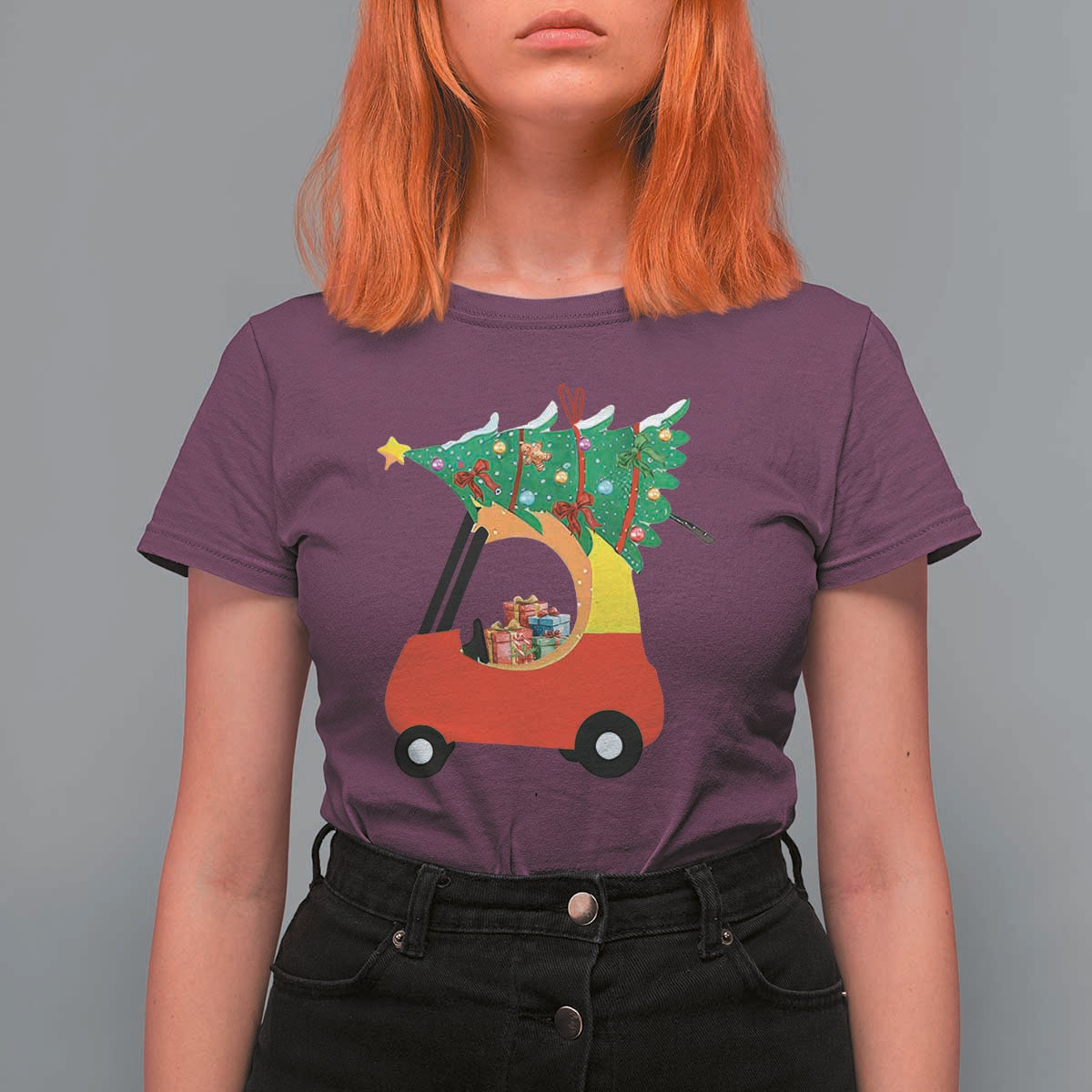 Christmas Kids T Shirt For Women Red Car Tree Cute Xmas Toddler Boys - Wonder Print Shop