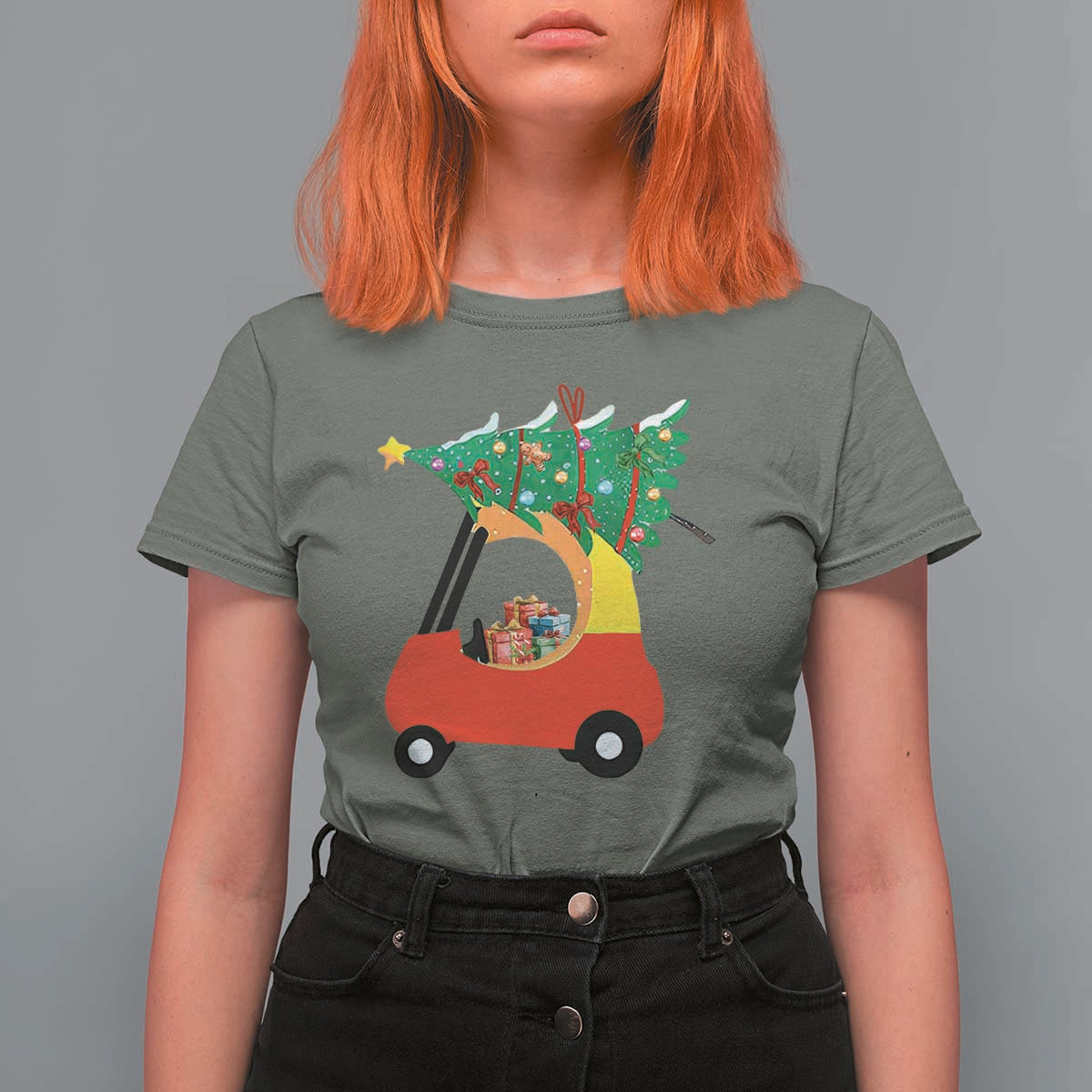 Christmas Kids T Shirt For Women Red Car Tree Cute Xmas Toddler Boys - Wonder Print Shop