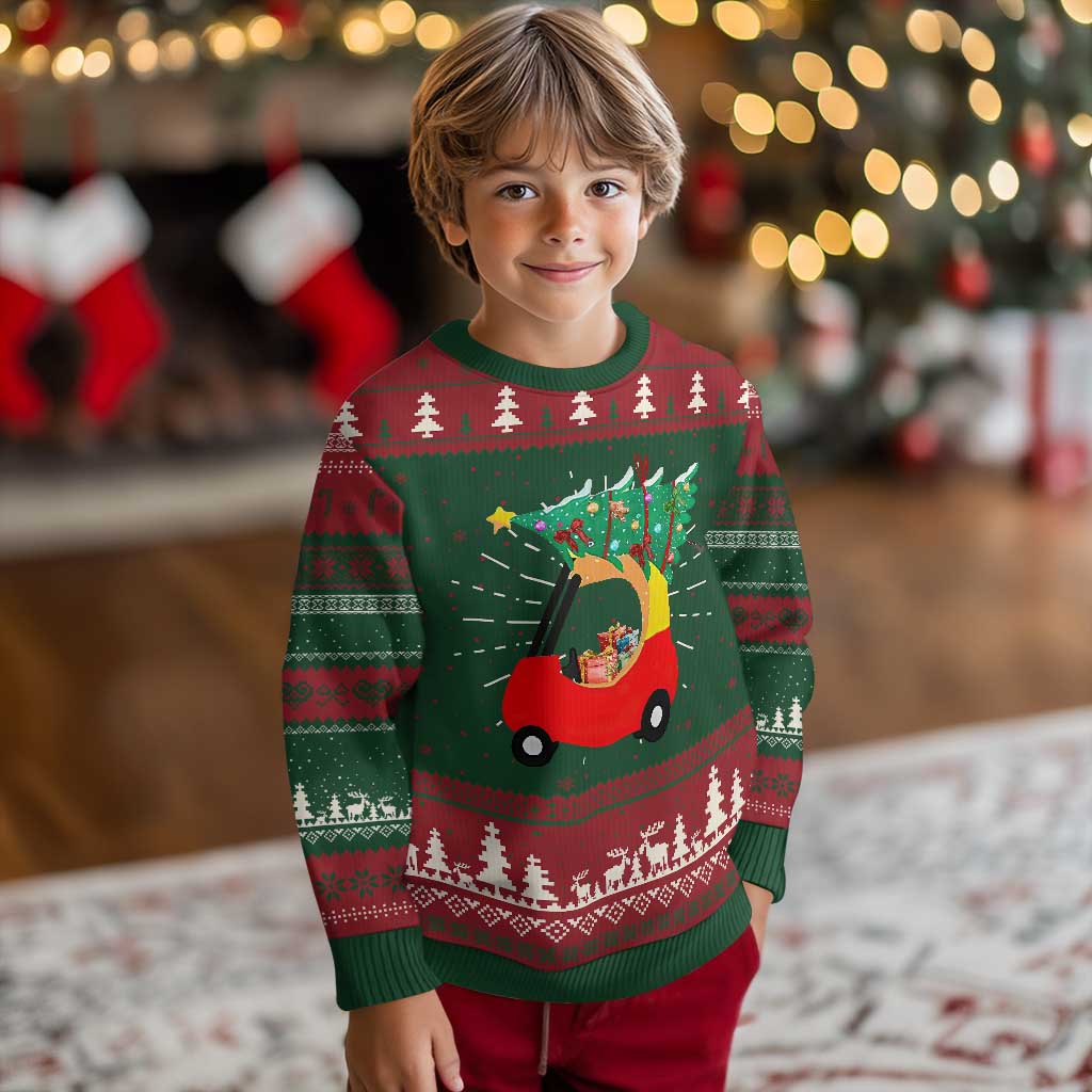 Christmas Kids Knitted Sweatshirt Red Car Tree Cute Xmas Toddler Boys - Wonder Print Shop