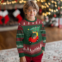 Christmas Kids Knitted Sweatshirt Red Car Tree Cute Xmas Toddler Boys - Wonder Print Shop