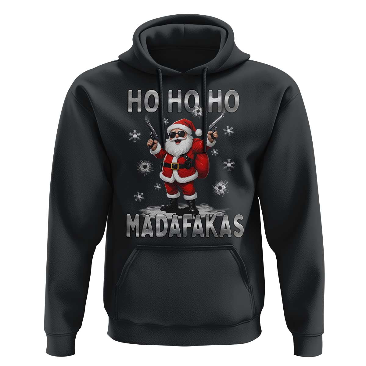 Funny Gun Christmas Hoodie Ho Ho Ho Santa Pew Pew Madafakas