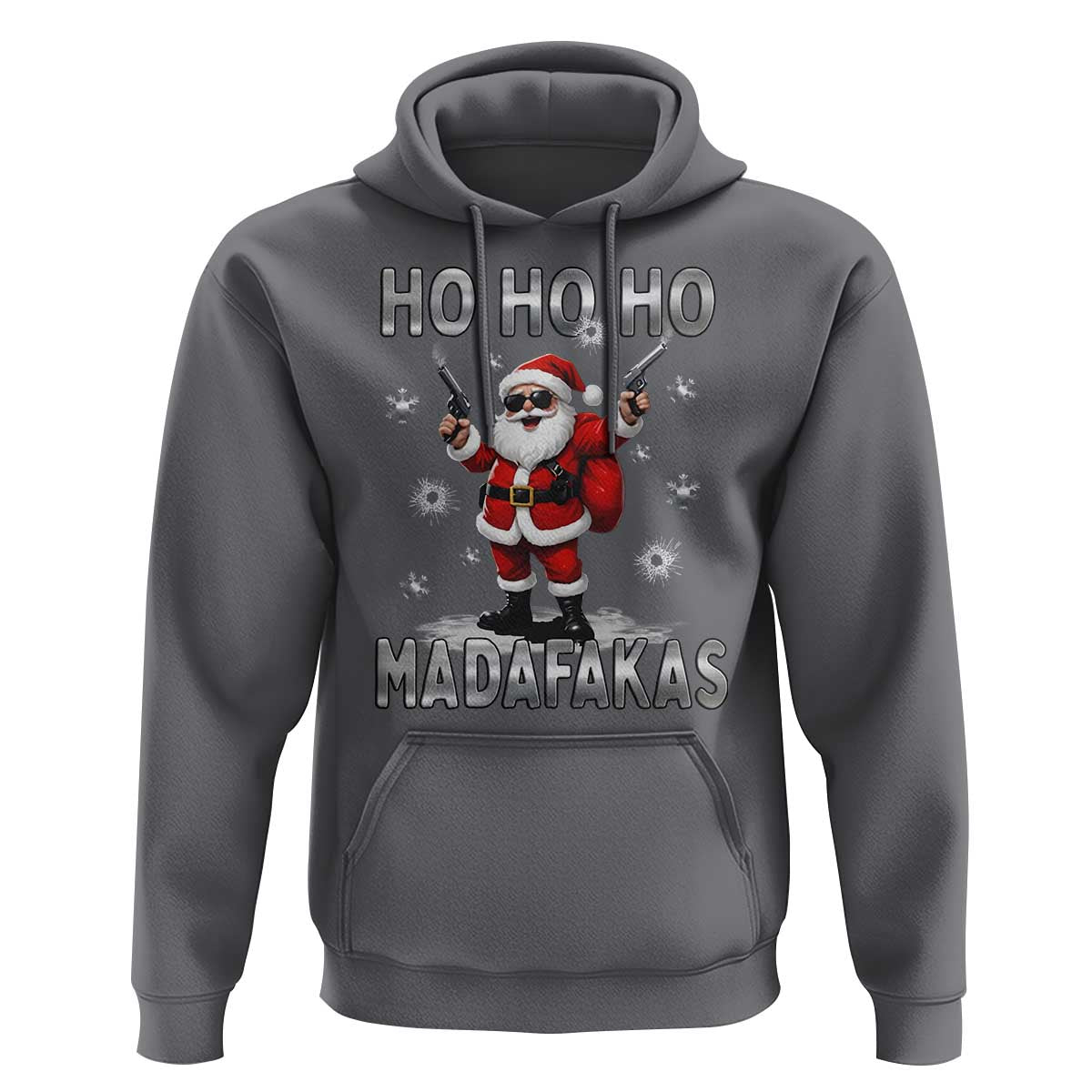 Funny Gun Christmas Hoodie Ho Ho Ho Santa Pew Pew Madafakas