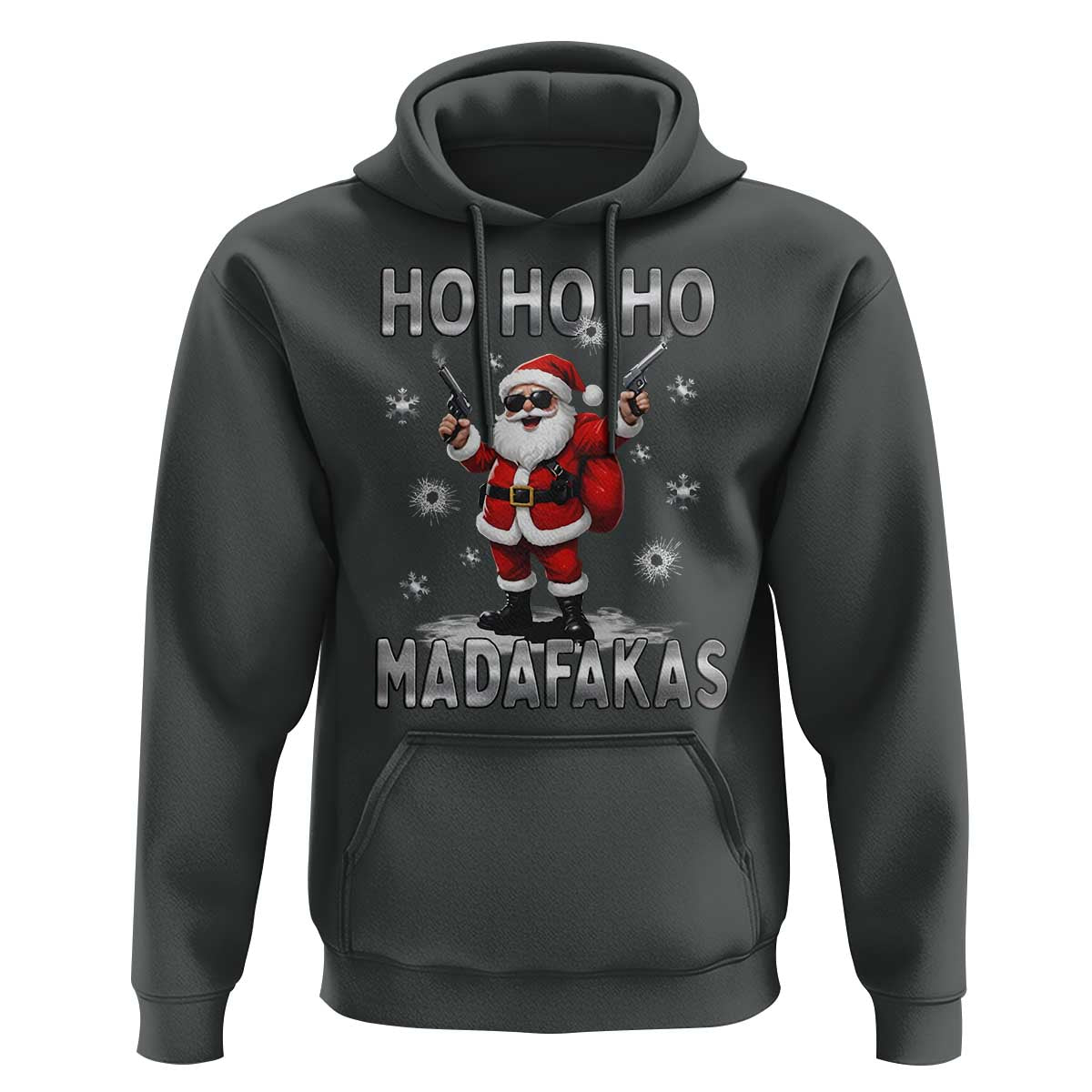 Funny Gun Christmas Hoodie Ho Ho Ho Santa Pew Pew Madafakas
