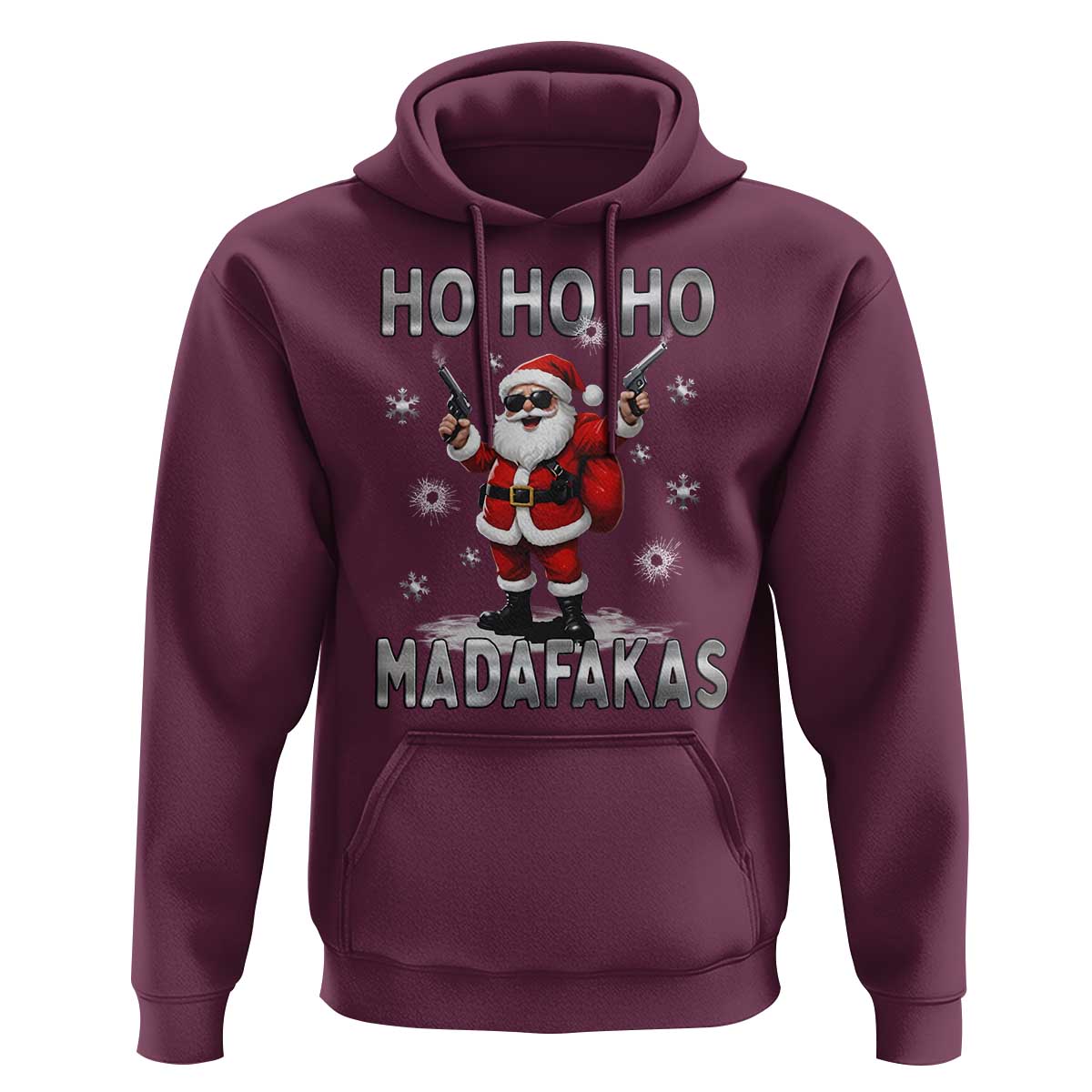 Funny Gun Christmas Hoodie Ho Ho Ho Santa Pew Pew Madafakas