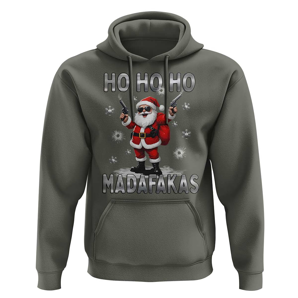 Funny Gun Christmas Hoodie Ho Ho Ho Santa Pew Pew Madafakas