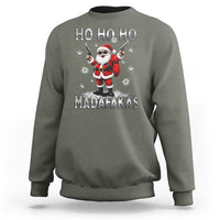 Funny Gun Christmas Sweatshirt Ho Ho Ho Santa Pew Pew Madafakas - Wonder Print Shop