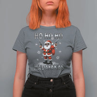 Funny Gun Christmas T Shirt For Women Ho Ho Ho Santa Pew Pew Madafakas - Wonder Print Shop