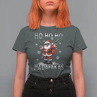 Funny Gun Christmas T Shirt For Women Ho Ho Ho Santa Pew Pew Madafakas - Wonder Print Shop