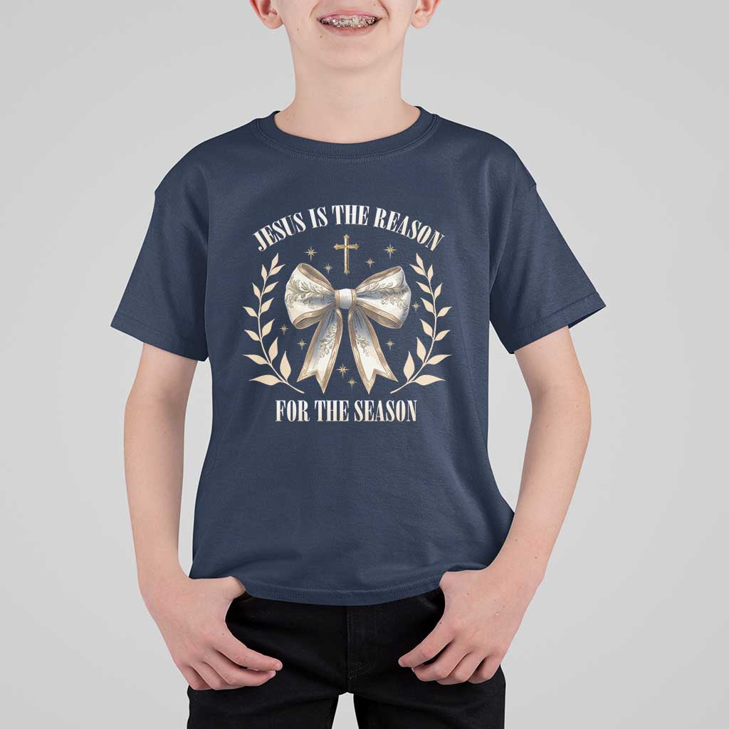 Jesus is the Reason T Shirt For Kid Xmas Jesus Lover Religious Christmas Coquette Bow - Wonder Print Shop