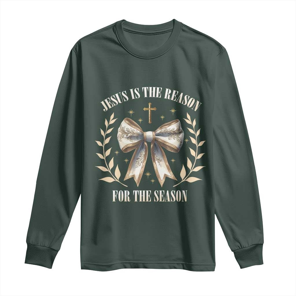 Jesus is the Reason Long Sleeve Shirt Xmas Jesus Lover Religious Christmas Coquette Bow