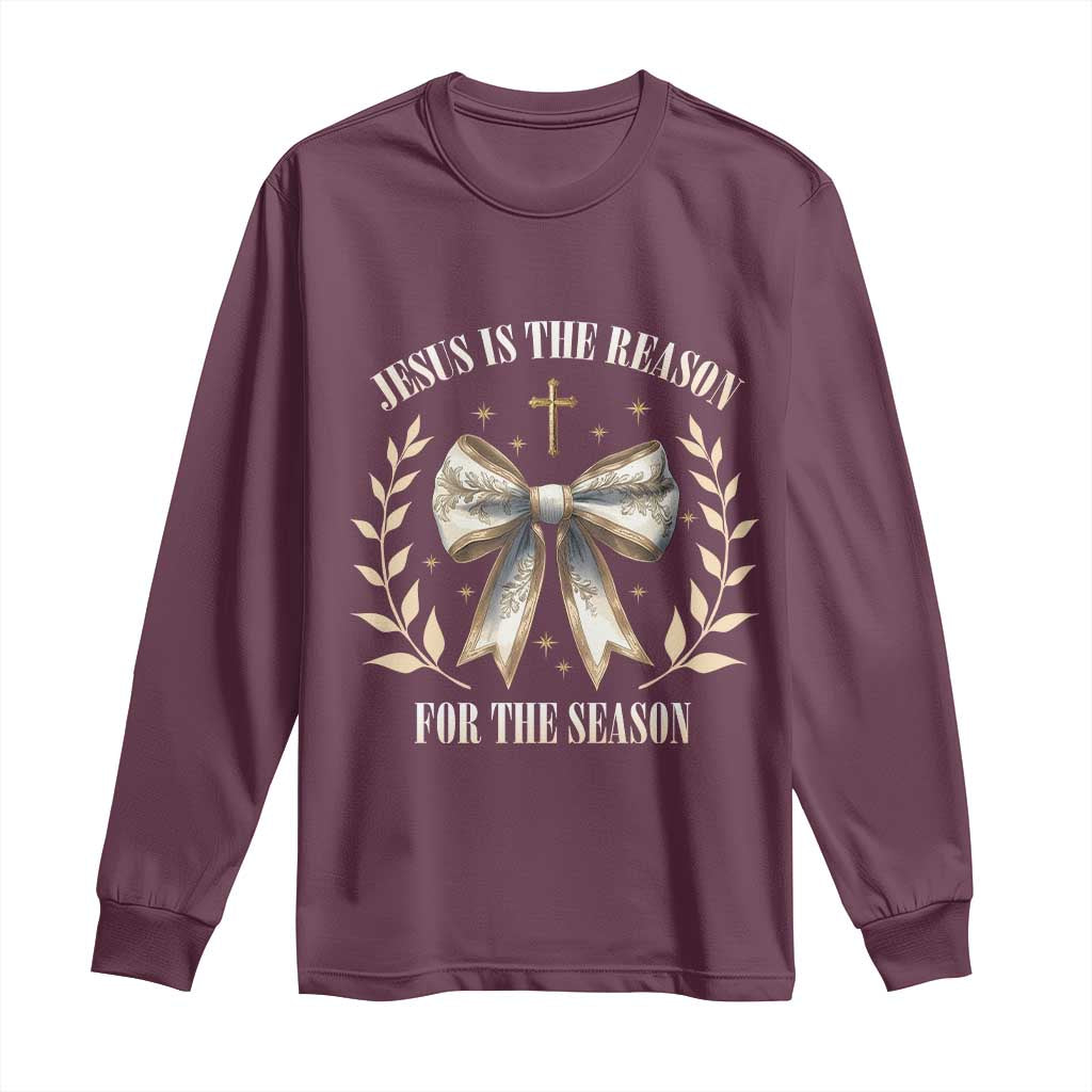 Jesus is the Reason Long Sleeve Shirt Xmas Jesus Lover Religious Christmas Coquette Bow