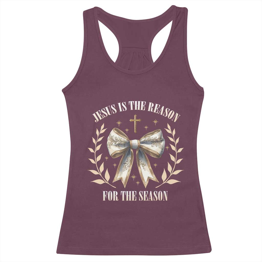 Jesus is the Reason Racerback Tank Top Xmas Jesus Lover Religious Christmas Coquette Bow