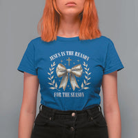 Jesus is the Reason T Shirt For Women Xmas Jesus Lover Religious Christmas Coquette Bow - Wonder Print Shop