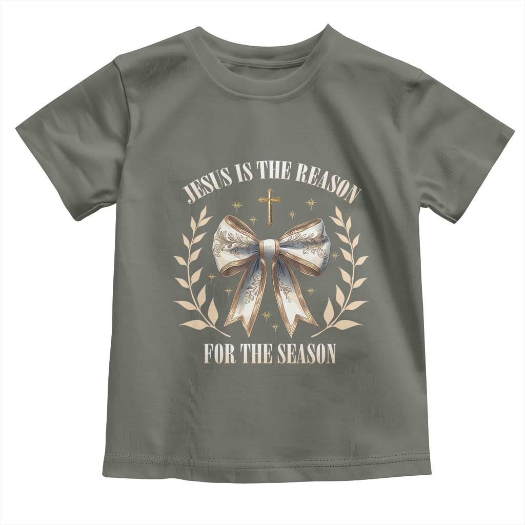 Jesus is the Reason Toddler T Shirt Xmas Jesus Lover Religious Christmas Coquette Bow