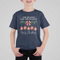 Christian Christmas T Shirt For Kid Merry Xmas Jesus The Reason Coquette Bow - Wonder Print Shop