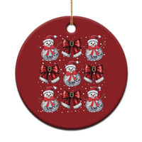Xmas Coquette Christmas Ornament Girly Xmas Disco Snowman Bow - Wonder Print Shop