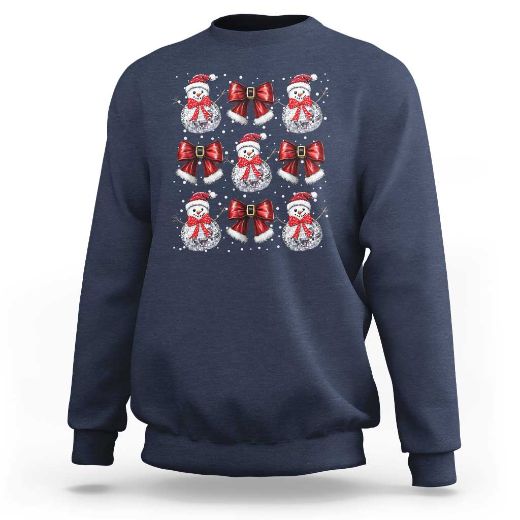 Christmas Coquette Sweatshirt Girly Xmas Disco Snowman Bow - Wonder Print Shop