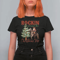 Western Christmas T Shirt For Women Vintage 90s Cowboy Santa Claus Xmas Tree - Wonder Print Shop