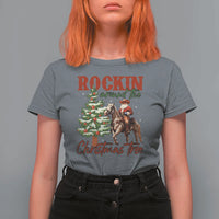 Western Christmas T Shirt For Women Vintage 90s Cowboy Santa Claus Xmas Tree - Wonder Print Shop