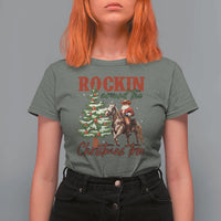 Western Christmas T Shirt For Women Vintage 90s Cowboy Santa Claus Xmas Tree - Wonder Print Shop