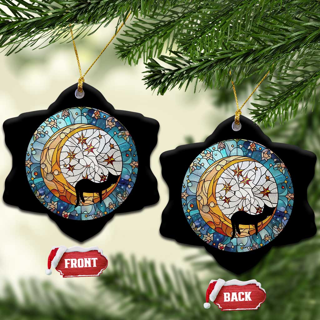 Cat Memorial Christmas Ornament Sleeping Black Cat on Moon Pet Sympathy Gift Stained Glass - Wonder Print Shop