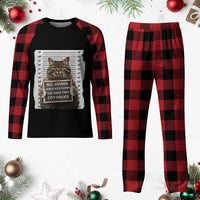 Funny Cat Plaid Pajama Set Mugshot I Knocked Down The Xmas Tree - Wonder Print Shop