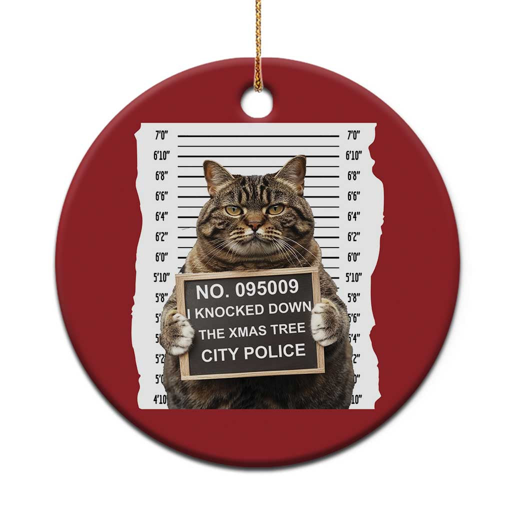 Funny Cat Xmas Christmas Ornament Mugshot I Knocked Down The Xmas Tree - Wonder Print Shop