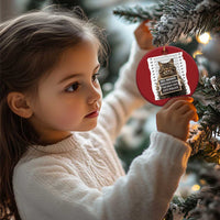 Funny Cat Xmas Christmas Ornament Mugshot I Knocked Down The Xmas Tree - Wonder Print Shop