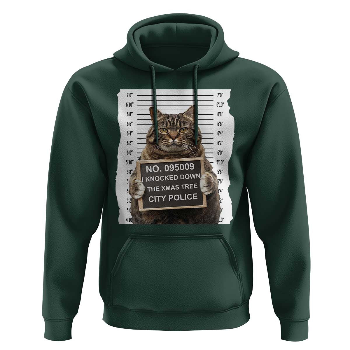 Funny Cat Christmas Hoodie Mugshot I Knocked Down The Xmas Tree