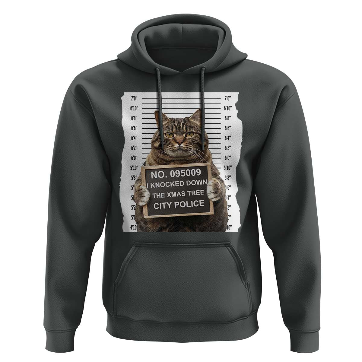 Funny Cat Christmas Hoodie Mugshot I Knocked Down The Xmas Tree