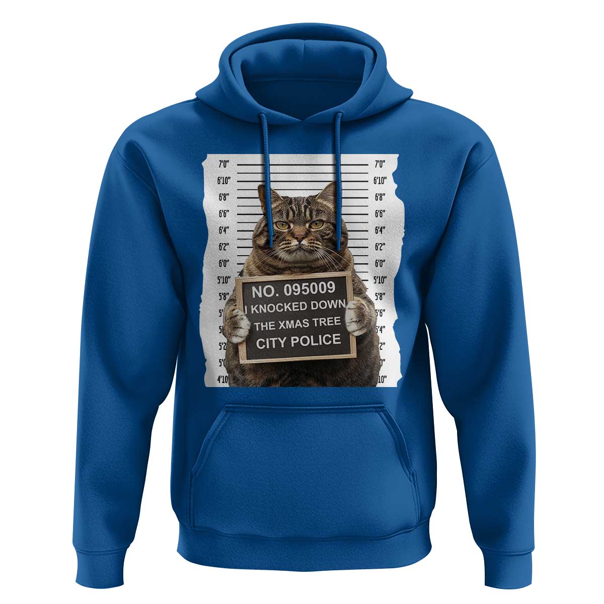 Funny Cat Christmas Hoodie Mugshot I Knocked Down The Xmas Tree