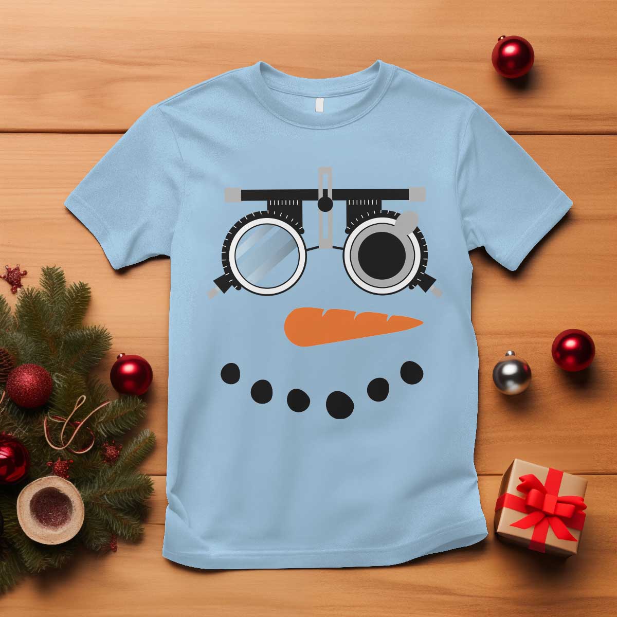 Christmas Optometry T Shirt Funny Snowman Optometrist Eye Doctor Ophthalmologist - Wonder Print Shop