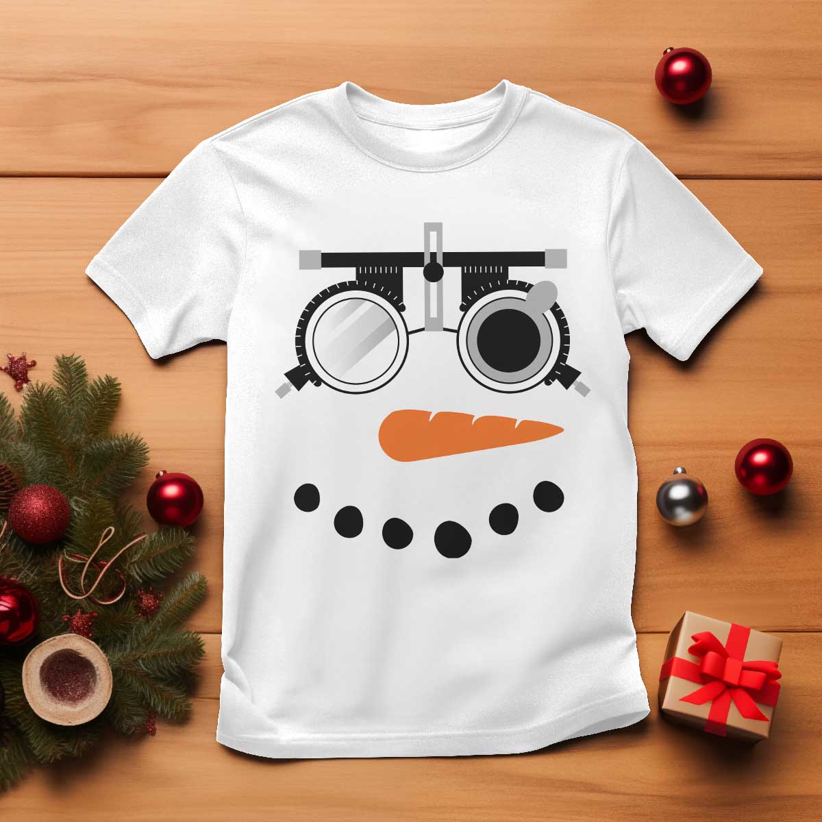 Christmas Optometry T Shirt Funny Snowman Optometrist Eye Doctor Ophthalmologist - Wonder Print Shop