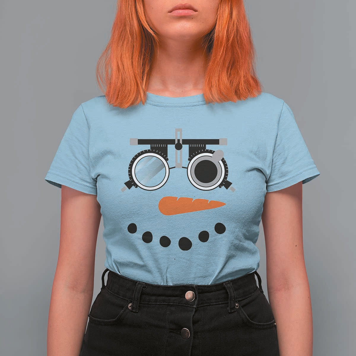 Christmas Optometry T Shirt For Women Funny Snowman Optometrist Eye Doctor Ophthalmologist - Wonder Print Shop