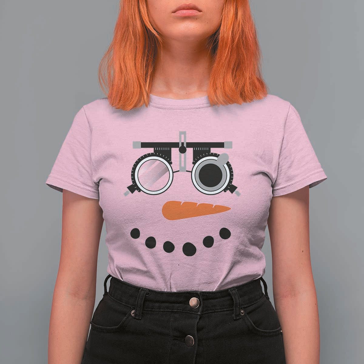Christmas Optometry T Shirt For Women Funny Snowman Optometrist Eye Doctor Ophthalmologist - Wonder Print Shop