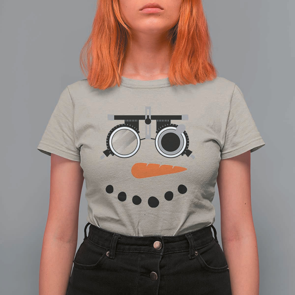 Christmas Optometry T Shirt For Women Funny Snowman Optometrist Eye Doctor Ophthalmologist - Wonder Print Shop