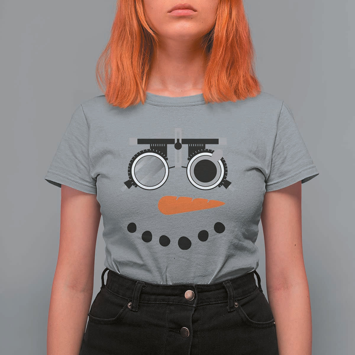 Christmas Optometry T Shirt For Women Funny Snowman Optometrist Eye Doctor Ophthalmologist - Wonder Print Shop